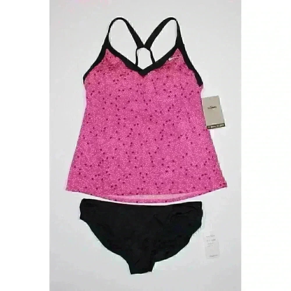 NEW! Nike Women's M Water Dots V-Neck Swim Tankini Top & Bottom Set NWT $104